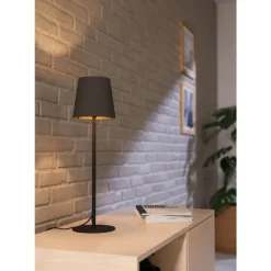 Eglo FIORANA Tafellampen staal zwart / textiel cappucino, goud H: 530 mm | Ø 150 mm Discount