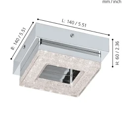 Eglo FRADELO Wand-/plafondlamp staal chroom / kunststof, kristal chroom, helder H: 60 mm Discount