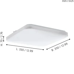 Eglo FRANIA Wand-/plafondlamp staal wit / Kunststof wit H: 70 mm Clearance