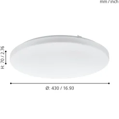 Eglo FRANIA Wand-/plafondlamp staal wit / Kunststof wit H: 70 mm | Ø 430 mm Sale