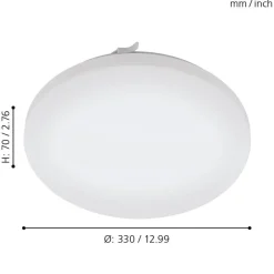 Eglo FRANIA Wand-/plafondlamp staal wit / Kunststof wit H: 70 mm | Ø 330 mm New