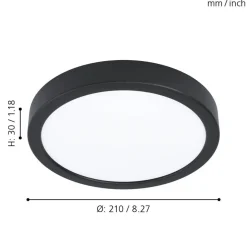 Eglo FUEVA 5 opbouwarmatuur staal zwart / Kunststof wit H: 28 mm | Ø 210 mm Outlet