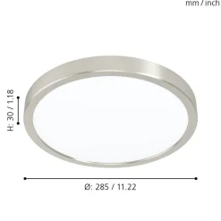 Eglo FUEVA 5 opbouwarmatuur staal nikkel-mat / Kunststof wit H: 28 mm | Ø 285 mm Sale