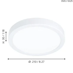 Eglo FUEVA 5 opbouwarmatuur staal wit / Kunststof wit H: 28 mm | Ø 210 mm Best