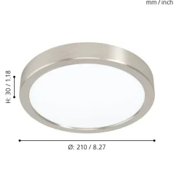 Eglo FUEVA 5 opbouwarmatuur staal nikkel-mat / Kunststof wit H: 28 mm | Ø 210 mm