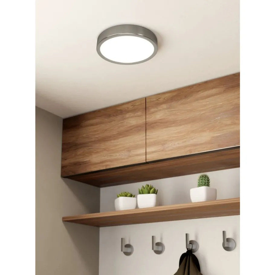 Eglo FUEVA 5 opbouwarmatuur staal nikkel-mat / Kunststof wit H: 28 mm | Ø 210 mm