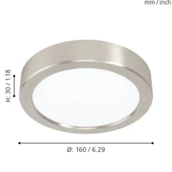 Eglo FUEVA 5 opbouwarmatuur staal nikkel-mat / Kunststof wit H: 28 mm | Ø 160 mm Outlet