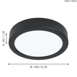 Eglo FUEVA 5 opbouwarmatuur staal zwart / Kunststof wit H: 28 mm | Ø 160 mm Clearance