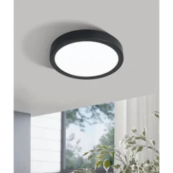 Eglo FUEVA 5 opbouwarmatuur staal zwart / Kunststof wit H: 28 mm | Ø 210 mm