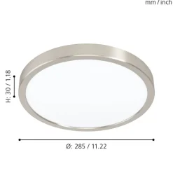 Eglo FUEVA 5 opbouwarmatuur staal nikkel-mat / Kunststof wit H: 28 mm | Ø 285 mm New