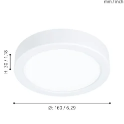 Eglo FUEVA 5 opbouwarmatuur staal wit / Kunststof wit H: 28 mm | Ø 160 mm Best