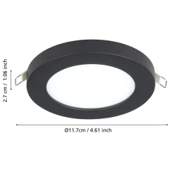 Eglo FUEVA FLEX inbouwarmatuur aluminium zwart / Kunststof wit H: 2 mm | Ø 117 mm Outlet