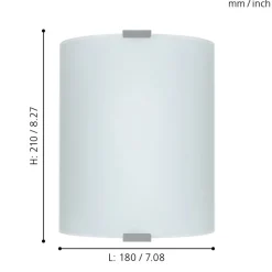 Eglo GRAFIK Wand-/plafondlamp staal zilver / glas satijn wit H: 210 mm