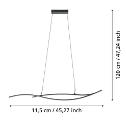 Eglo GRISOLIA hanglamp staal, kunststof zwart / Kunststof wit H: 1200 mm Sale