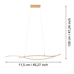 Eglo GRISOLIA hanglamp staal, kunststof bruin / Kunststof wit H: 1200 mm Discount