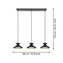 Eglo GRIZEDALE hanglamp staal zwart, geelkoper H: 1100 mm New