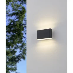 Eglo GRUTTI Wandlamp aluminium antraciet / Kunststof transparant H: 90 mm Outlet