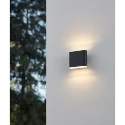 Eglo GRUTTI Wandlamp aluminium antraciet / Kunststof transparant H: 90 mm Online