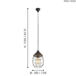 Eglo Hanglamp BAMPTON E27 BRUIN PATINE New