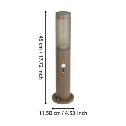 Eglo HELSINKI Sokkelarmaturen roestvast staal roestbruin / Kunststof zwart-transparant H: 450 mm | Ø 75 mm Sale