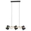 Eglo HORNWOOD hanglamp staal zwart, crème / Hout bruin H: 1100 mm Discount