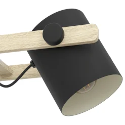 Eglo HORNWOOD hanglamp staal zwart, crème / Hout bruin H: 1100 mm Discount