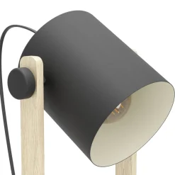 Eglo HORNWOOD Staande lampen staal zwart, crème / Hout bruin H: 1400 mm Best