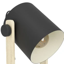 Eglo HORNWOOD Tafellampen staal zwart, crème / Hout bruin H: 420 mm Hot