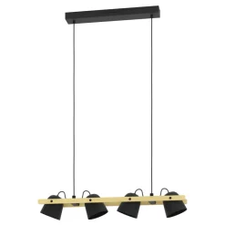 Eglo HORNWOOD-Z hanglamp staal, hout zwart, bruin H: 1100 mm New
