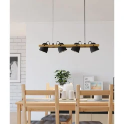 Eglo HORNWOOD-Z hanglamp staal, hout zwart, bruin H: 1100 mm New