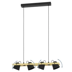 Eglo HORNWOOD-Z hanglamp staal, hout zwart, bruin H: 1100 mm New