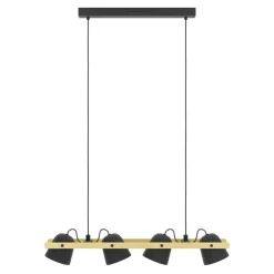 Eglo HORNWOOD-Z hanglamp staal, hout zwart, bruin H: 1100 mm New