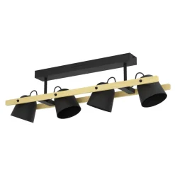 Eglo HORNWOOD-Z Plafondarmaturen staal, hout zwart, bruin H: 160 mm Clearance