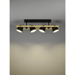 Eglo HORNWOOD-Z Plafondarmaturen staal, hout zwart, bruin H: 160 mm Clearance