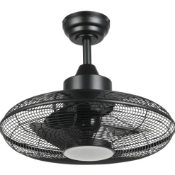 Eglo IGELDO Ventilator met licht ijzer zwart-mat / acryl melkkleurig H: 460 mm | Ø 530 mm Clearance