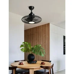 Eglo IGELDO Ventilator met licht ijzer zwart-mat / acryl melkkleurig H: 460 mm | Ø 530 mm Clearance