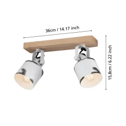 Eglo KILBURN spot Hout bruin / staal wit, bruin H: 170 mm New