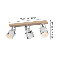 Eglo KILBURN spot Hout bruin / staal wit, bruin H: 170 mm New