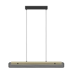 Eglo KOKOMO-Z hanglamp staal, hout zwart, bruin / aluminium, kunststof zwart, wit H: 1100 mm Outlet