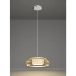 Eglo KOKOMO-Z hanglamp staal, hout zwart, bruin / aluminium, kunststof zwart, wit H: 1100 mm Outlet
