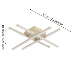 Eglo LASANA 4 Wand-/plafondlamp staal, aluminium lichtbruin / Kunststof wit H: 105 mm Online