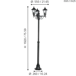 Eglo LATERNA 4 Staande lampen aluminium zwart / Glas helder H: 1920 mm | Ø 550 mm Online
