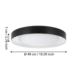 Eglo LAURITO Plafondarmaturen staal wit / Kunststof zwart, wit H: 70 mm | Ø 490 mm