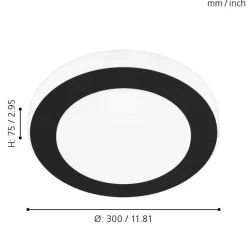 Eglo LED CARPI Wand-/plafondlamp staal zwart, wit / Kunststof wit H: 75 mm | Ø 300 mm Hot