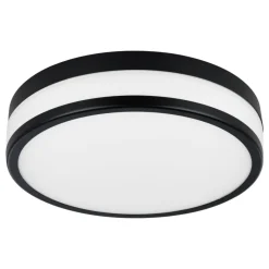 Eglo LED PALERMO Wand-/plafondlamp staal zwart / glas satijn wit gelakt H: 75 mm | Ø 300 mm Hot