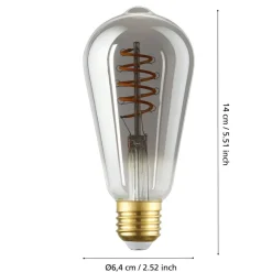 Eglo LEDE27 Lichtbron / glas gestoomd zwart-transparant Ø 64 mm Discount