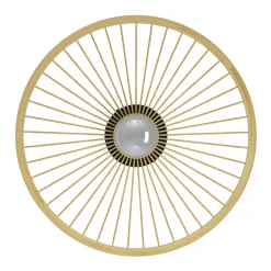 Eglo LEOMINSTER Wand-/plafondlamp staal zwart / Hout natuur H: 90 mm | Ø 450 mm Online