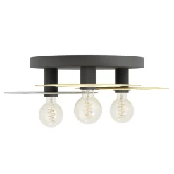 Eglo LINTMILL Plafondarmaturen staal zwart, geborsteld messing / Glas grijs H: 200 mm | Ø 530 mm Sale