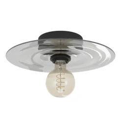 Eglo LINTMILL Wand-/plafondlamp staal zwart / Glas grijs H: 75 mm | Ø 300 mm New