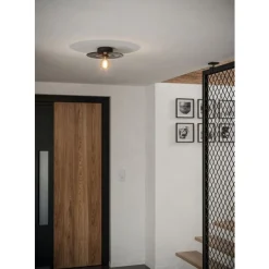 Eglo LINTMILL Wand-/plafondlamp staal zwart / Glas grijs H: 75 mm | Ø 300 mm New